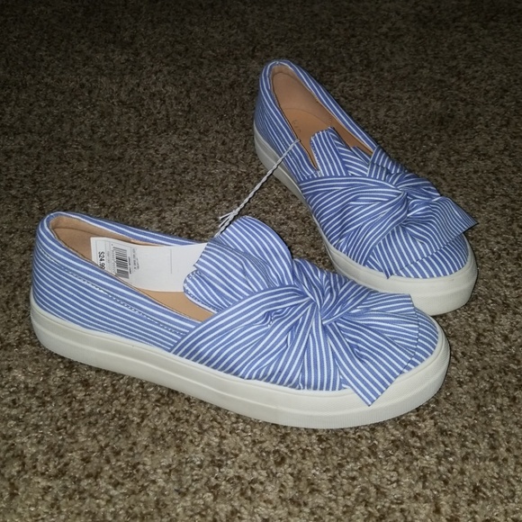 A New Day Blue & White Striped Slip On Sneakers - Picture 2 of 5